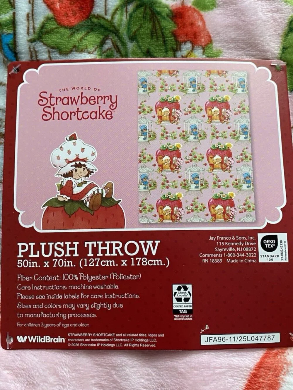 Strawberry Shortcake & Friends 50” X 70”‎ Soft Plush Soft Throw Blanket Pink NEW